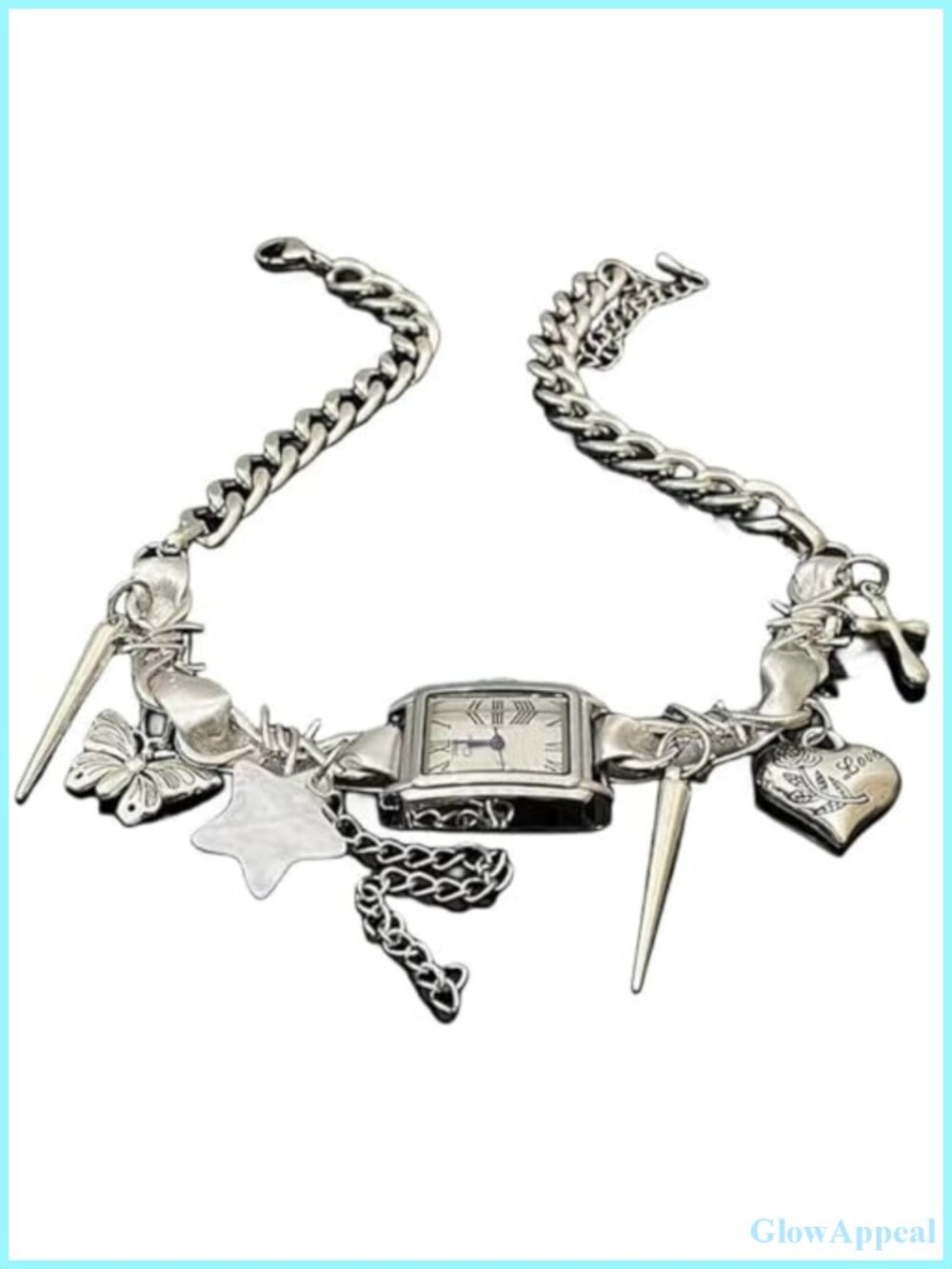 Vintage Punk Choker Necklace Star Rivets Wind Watch Pendant